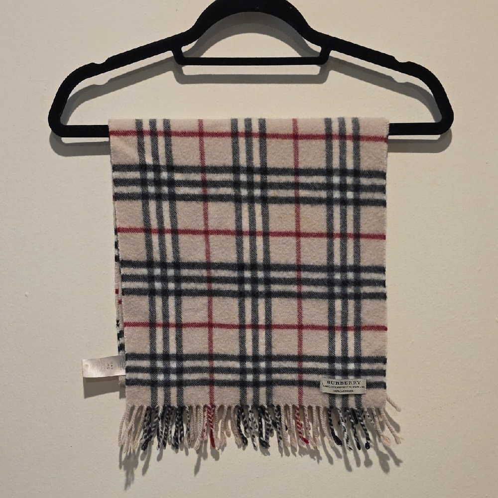 Burberry Plaid Wool Scarf in Red, Black, and Cream - Picture 1 of 8